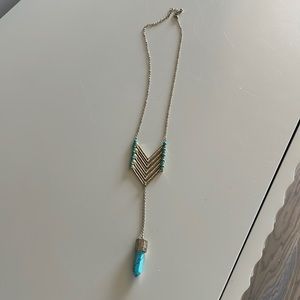 Stone & gold long boho necklace
